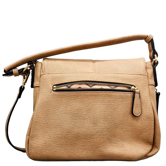 Urban Expressions Tan Faux-Leather Gold-Accents Zippered Shoulder/Handle Bag - Picture 2 of 7